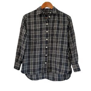 Madewell black plaid flannel button down shirt